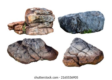 rock stones isolated on white background. - Shutterstock ID 2165536905