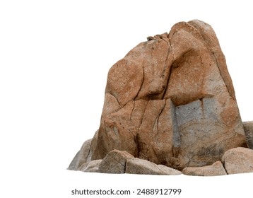 Rock stones isolated on white background,Rock Cliff with rough texture surface,Natural stone formation located part of the mountain,Broken Edge of a Chunk of Rock Sea  - Powered by Shutterstock