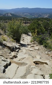 Rock Strewn Steep Hiking Trail At Chimney Rock NM.