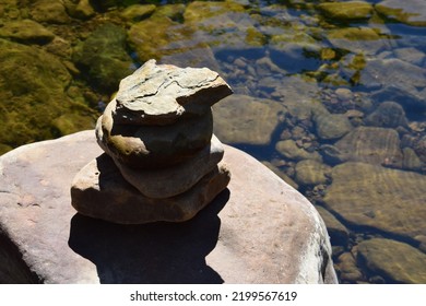 Rock Tower Built In Creek In Ozarks