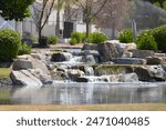 a rock waterfall in a neighborhood lake arizona