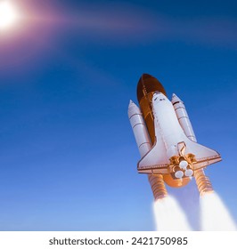 Rocket above the earth. The elements of this image furnished by NASA.