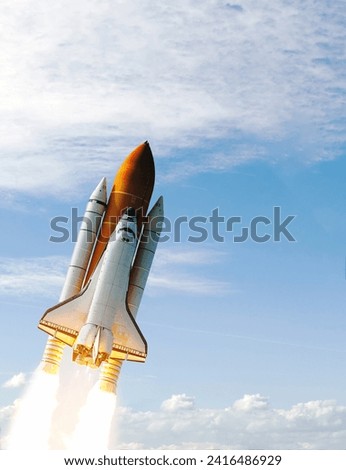 Rocket above the earth. The elements of this image furnished by NASA.