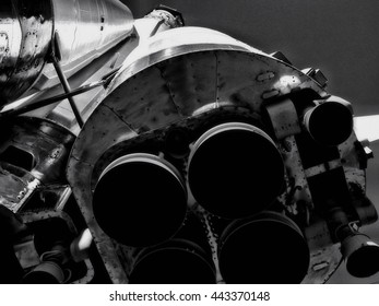 The rocket before launch. Image processing in the style of a retro image