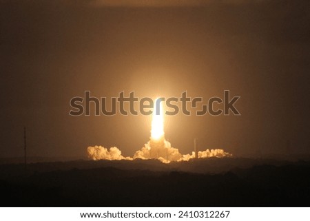 Rocket launch Ariane 5 in space, in French Guiana, lancement de la fusée Ariane 5