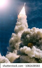 Rocket launch into dramatic sky. The elements of this image furnished by NASA.