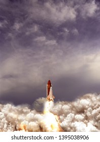 Rocket launch into dramatic sky. The elements of this image furnished by NASA.