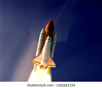 Rocket launch into dramatic sky. The elements of this image furnished by NASA.
