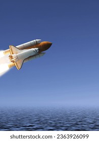 Rocket launch into dramatic sky. The elements of this image furnished by NASA.