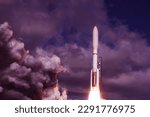 Rocket launch into outer space. Elements of this image furnished NASA. High quality photo