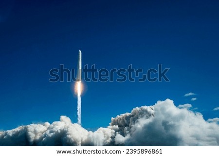 Rocket launch into space. Elements of this image furnished by NASA. High quality photo