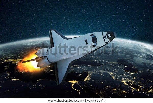 rocket ship in outer space