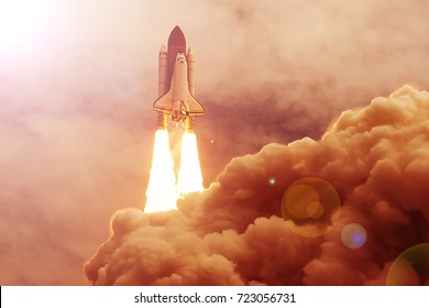 Rocket liftoff. The elements of this image furnished by NASA.