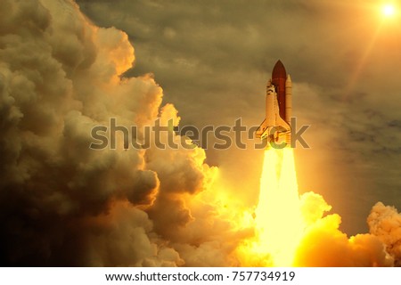 Rocket liftoff. The elements of this image furnished by NASA.