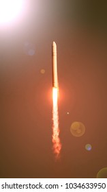 Rocket and light. The elements of this image furnished by NASA.