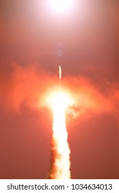 Rocket and light. The elements of this image furnished by NASA.