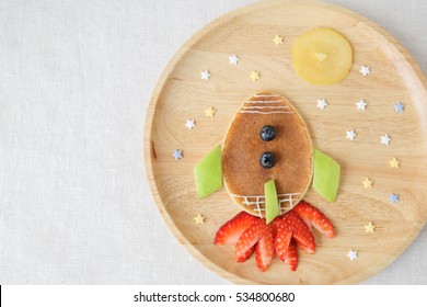 Rocket, Moon And Stars Pancake Breakfast, Fun Food Art For Kids