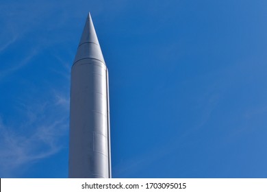 Rocket Skyward On Blue Sky Background Stock Photo 1703095015 