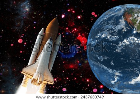 Rocket space craft. The elements of this image furnished by NASA.