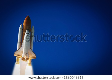 Rocket space craft. Launch. The elements of this image furnished by NASA.