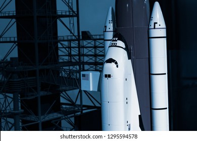 Rocket Space Ship Take Off From Launch Complex