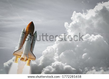Rocket. Rocket tail. Rocket trace. The elements of this image furnished by NASA.