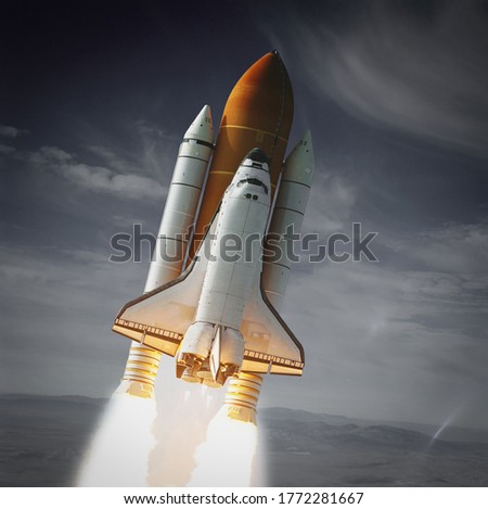 Rocket. Rocket tail. Rocket trace. The elements of this image furnished by NASA.