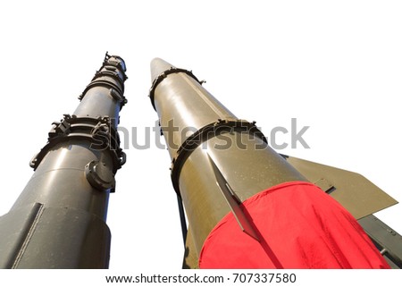Rockets of missile complex Iskander isolated on the white background
