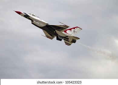 ROCKFORD, IL - JUNE 3: U.S. Air Force Thunderbirds Fighter Jet Demonstrate Flying Skills At The Annual Rockford Airfest On June 3, 2012 In Rockford, IL