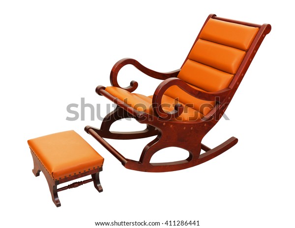 Rocking Chair Foot Stool Upholstered Orange Stock Photo Edit Now