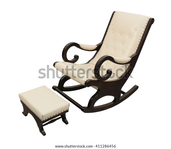 Rocking Chair Foot Stool Upholstered Creamywhite Stock Photo Edit