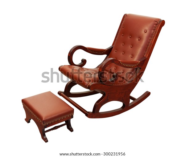 Rocking Chair Stool Upholstered Brown Leather Stock Photo Edit