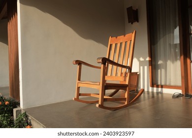 Rocking chairs on the front porch in the morning