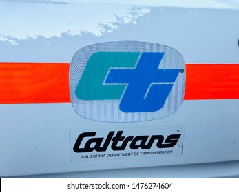 Rocklin, CA - July 28, 2019: Closeup Of CalTrans Logo, California's Department Of Transportation. 