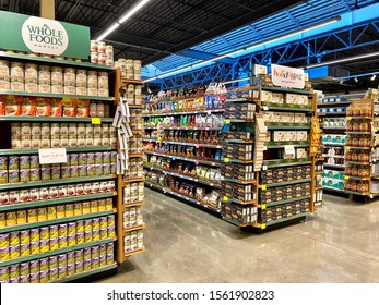 Rocklin, CA - November 16, 2019: Whole Foods Market Store Interior With No Customers In View. 