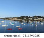 Rockport Massachusetts boats harbor blue sky