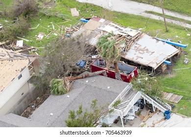 Rockport, Texas - August 28, 2017: An Aerial View Of Damage Caused By Hurricane Harvey