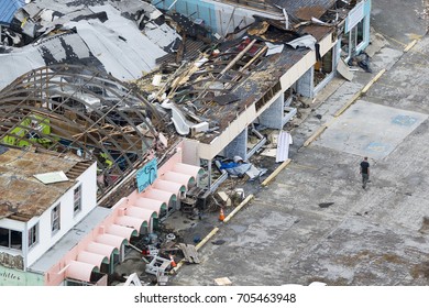 Rockport, Texas - August 28, 2017: An Aerial View Of Damage Caused By Hurricane Harvey