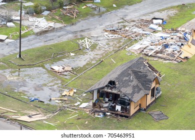 Rockport, Texas - August 28, 2017: An Aerial View Of Damage Caused By Hurricane Harvey