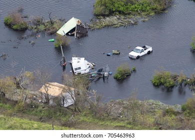 Rockport, Texas - August 28, 2017: An Aerial View Of Damage Caused By Hurricane Harvey