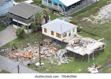 Rockport, Texas - August 28, 2017: An Aerial View Of Damage Caused By Hurricane Harvey