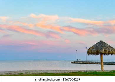 Rockport, Texas / USA - 7  April 2019:
Beautiful Beach At Sunset