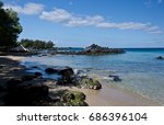 Rocks of beautiful Waialea beach, Big Island, Hawaii