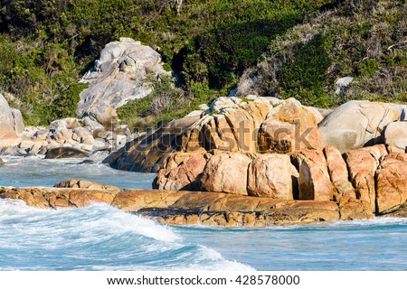 Rocks at Beer Barrel Beach, St Helens, Bay of Fires, Tasmania,Australia
