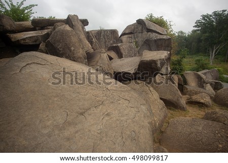 Rocks at Devils Den in Gettysburg Battlefield