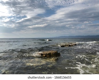 rocks drowning in the sea