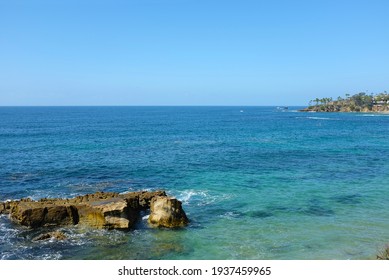 Rocks Formation In The Ocean At Laguna Beach A Southern California Beach Town.