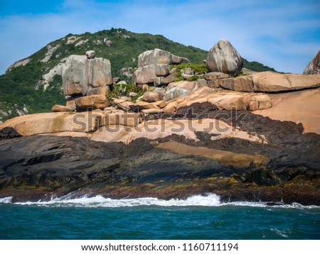 Rocks with instigating forms on the coast of Florianopolis, State of Santa Catarina