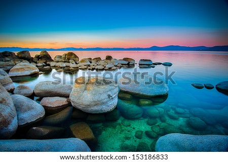 Rocks in a lake, Lake Tahoe, Sierra Nevada, California, USA