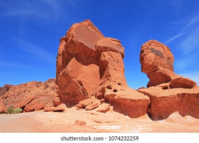 Rocks named Seven Sisters, Valley of Fire State Park, Nevada, USA